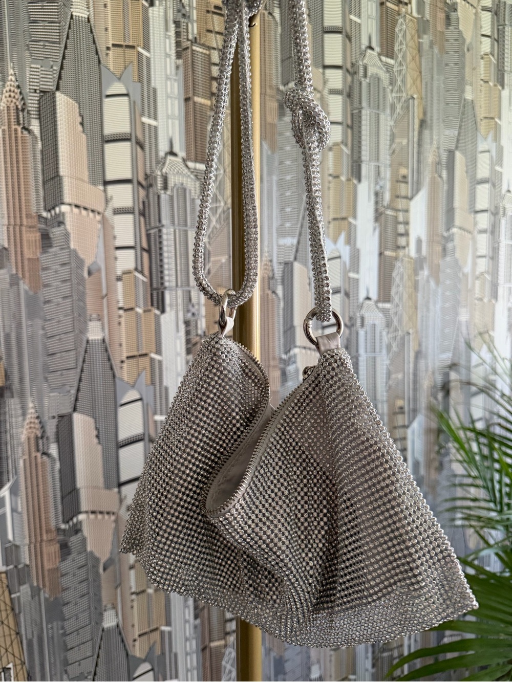 Silver Crystal Mesh Evening Bag - Women Bags